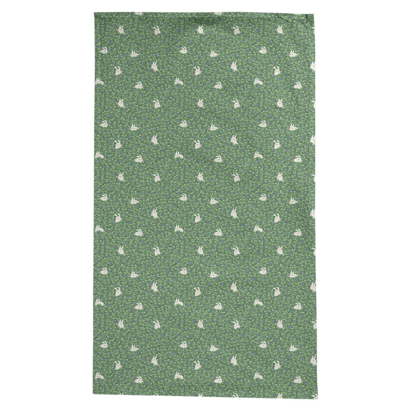Leffel Bunny Rabbit Pattern Tablecloth, Green