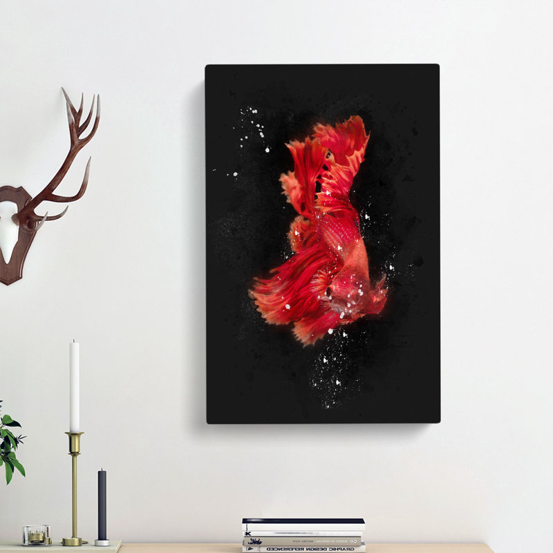 Red Siamese Fighting Fish - Wrapped Canvas, 76cm H x 50cm W x 3cm D
