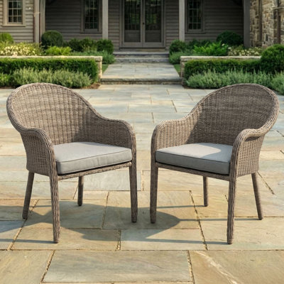 Martha Stewart Lily Pond All-Weather Stacking Armchairs With Seat Cushions