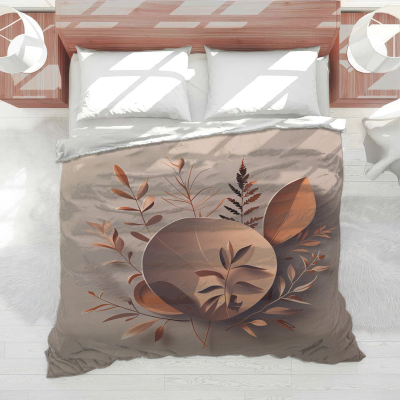 Édredon naturel à motif de feuilles Leaves Bedding, Lit simple
