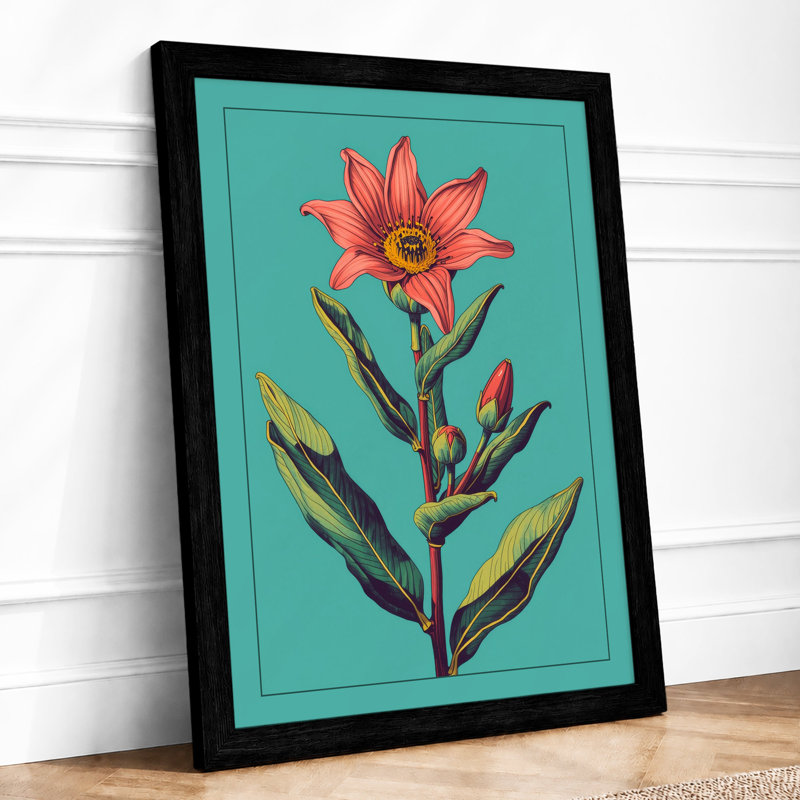 Coral Bloom Botanical - Print, A2 - 59.4 x 42.0 cm, Black