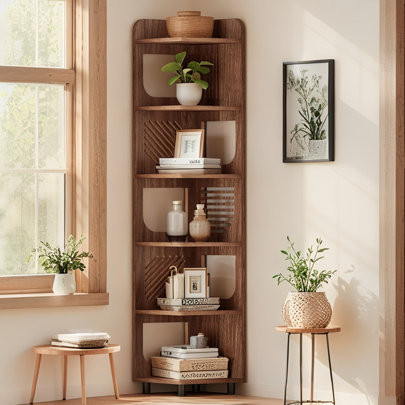 Natural wood Bookcase, Combining Robust Load-Bearing Capacity With Natural Home Aesthetics