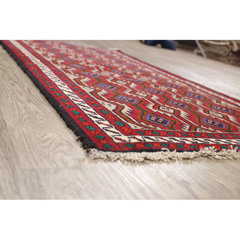 Tapis unique en laine noué à la main style années 1990 de 3 pi 1 po x 5 pi 10 po Kealan