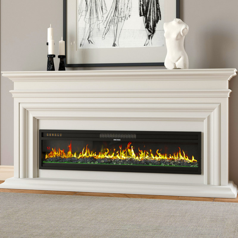 46-Inch Recessed Electric Fireplace Heater With Multicolor Flame & Remote Control