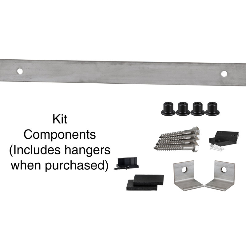 Ensemble de quincaillerie pour porte de grange simple Horseshoe, 84, Meulé inoxydable