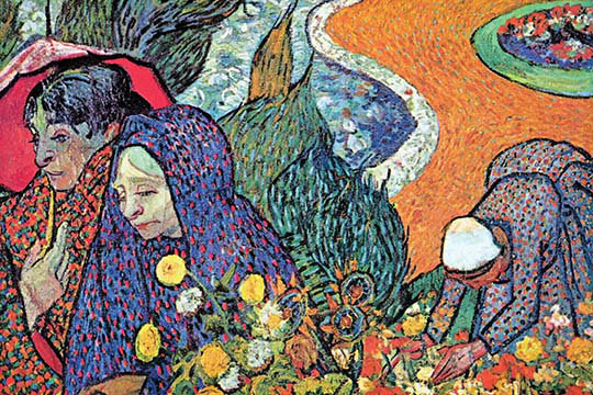 «Promenade in Arles by Van Gogh» par Vincent Van Gogh, reproduction d'art, H 24 po x l 36 po x P 1,5 po