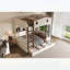 Lit superposé double sur double avec rangement, tablettes et crochets, bois massif, aucun sommier nécessaire, beige et naturel