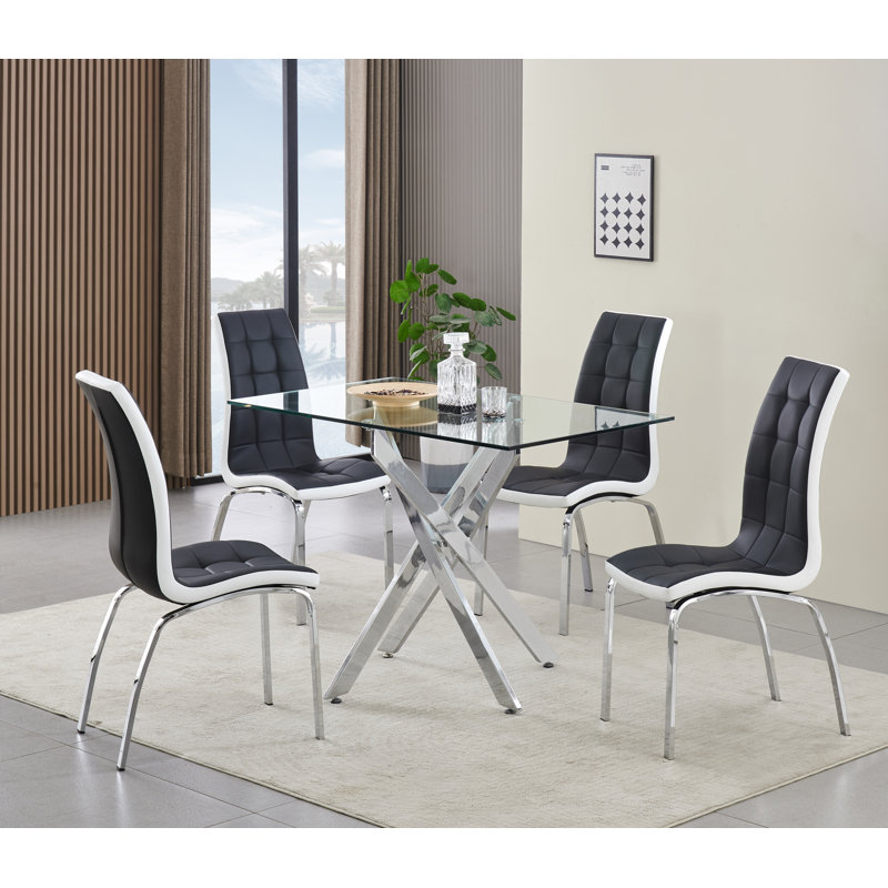 Rexel Dining Table + 4 Vienna Chairs , Black