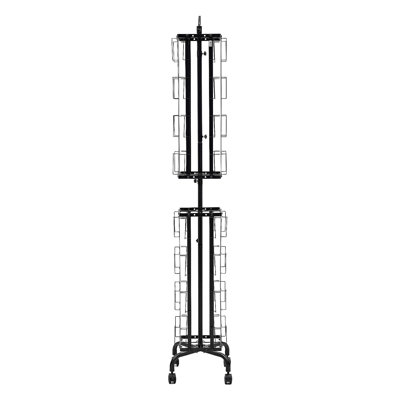 Greeting Cards Display Rack, 32 Pockets Rotating Postcard Brochure Display Stand, 360° Spinning Card Display Rack With Sign Holder & 4 Wheels (2 Lockable) For Exhibitions Office Trade Show