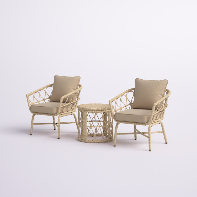 Raynette 2 - Person Patio Conversation Set with Cushions, 18.75" H x 19.75" W x 19.75" L 