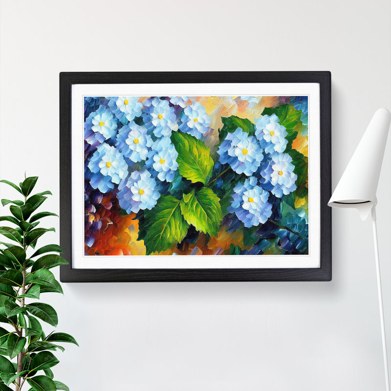 Hydrangea Flowers Vol.4 - Single Picture Frame Painting, Black, 46cm H x 64cm W x 2cm D