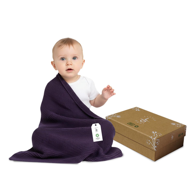 Couverture pour bébé en coton biologique Little Dedi 30 po x 40 po - Certifié GOTS, maille douce avec boîte-cadeau, couverture de chambre de bébé respirante pour lit de bébé et poussette, lavable à la machine