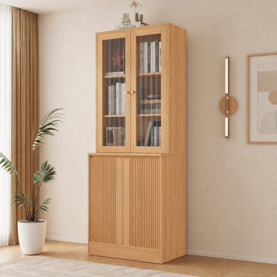 71" H Wood Bookcase with Glass Doors