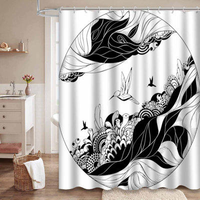 Rideau de douche blanc avec 12 crochets