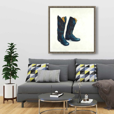 Leather Cowboy Boots Canvas - Western Fashion Home Decor