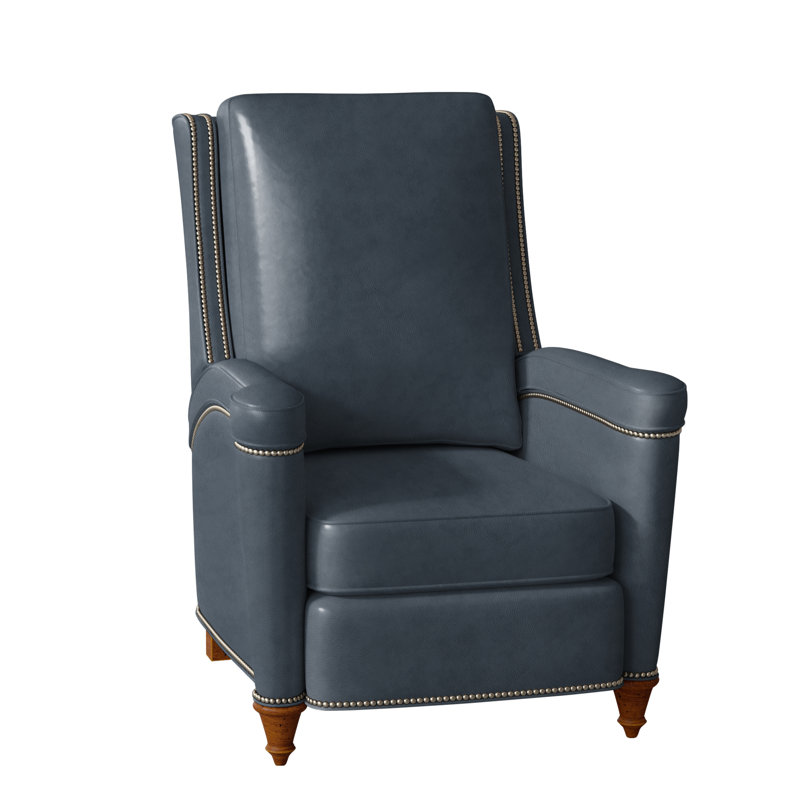 Mayes Recliner, Empyrean Mist Genuine Leather, Gunmetal, New Classiques