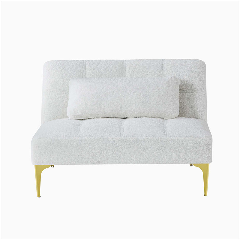 Tissu convertible futon avec pieds en métal doré, Ourson blanc