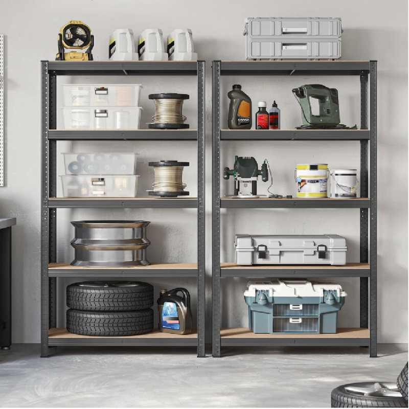 Kris Metal Height -Adjustable Shelving Unit, 200cm H x 40cm W x 90cm D, Grey