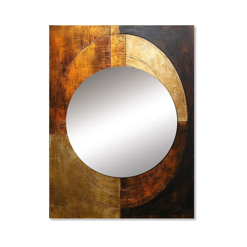 Nastasi Bronze Brilliance Symetry - Abstract Shapes Mirror, Modern Decorative Wall Mirror, Printed Metal Art, 40" x 30"