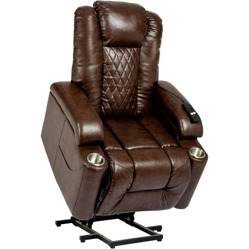 Cruzado 80cm Wide Faux Leather Lift Assist Home Theatre Recliner, Brown