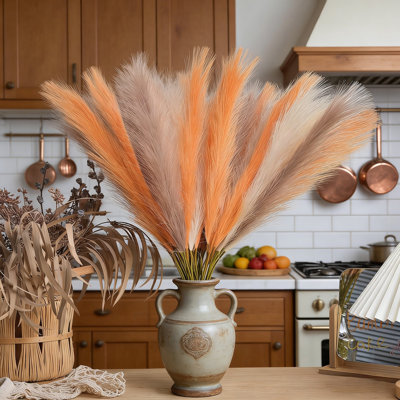 12 pièces de faux pampas aux tons chauds pour le printemps et l'été - Moelleux et dense, pour remplissage de vase, rideau, décoration de salon 23 pouces