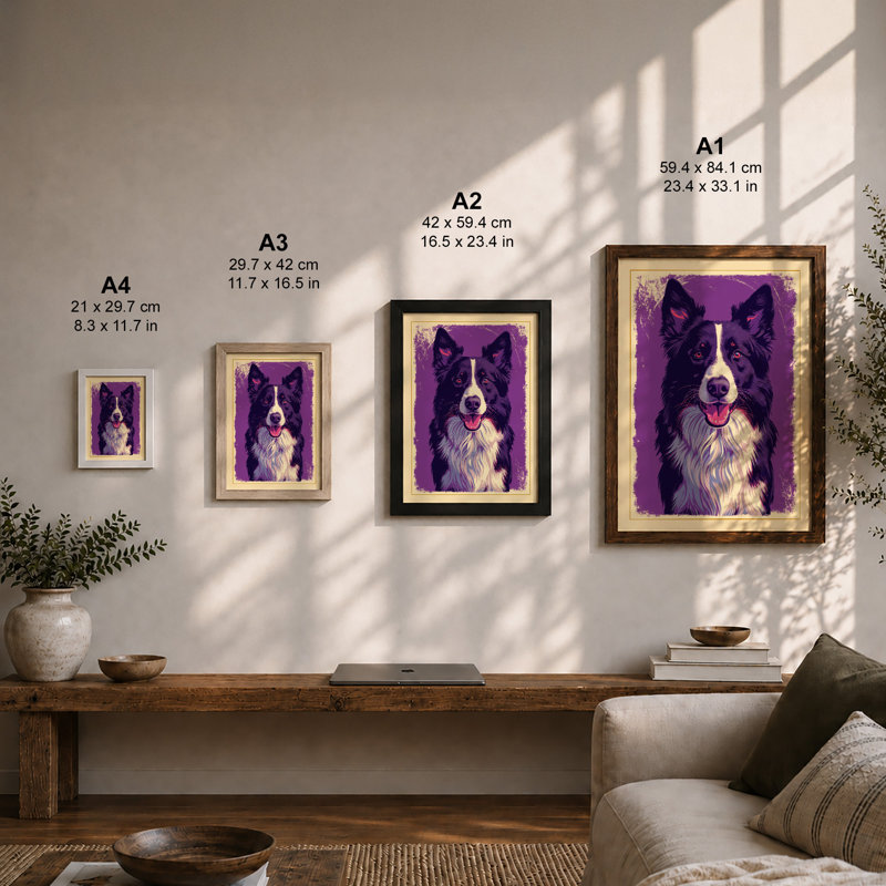 Cheerful Collie Modern - Framed Print, Unframed, A1 - 84.1 x 59.4 cm