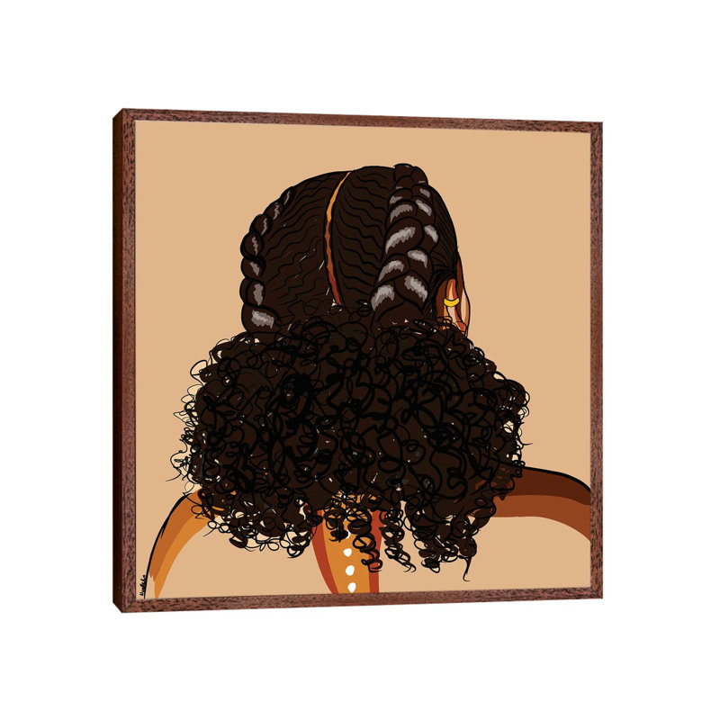 Black Hair Story-Low Puff 1 Piece Wall Art on Canvas, 93.98 cm H x 93.98 cm W, Classic Brown Wood Framed
