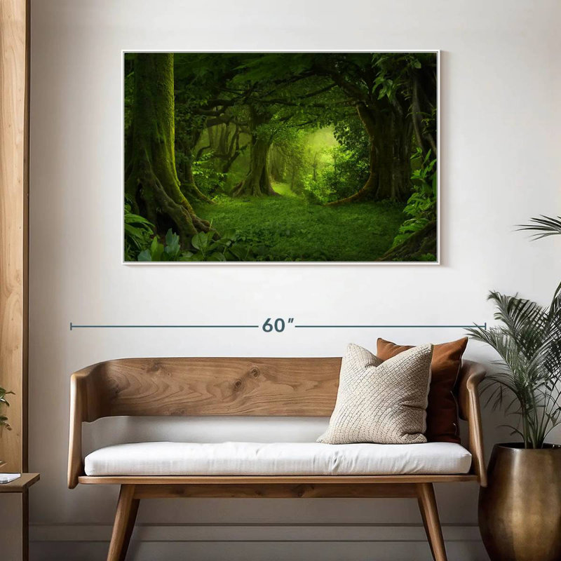 Mousse verte, 46 po x 31 po, Cadre flottant blanc