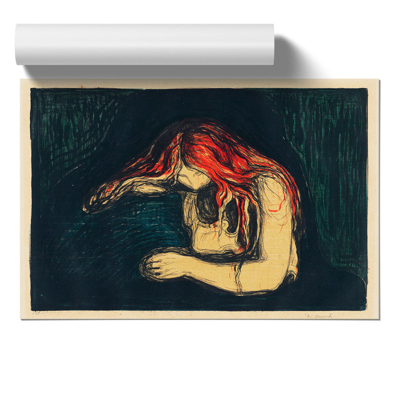 The Vampire Vol.2 by Edvard Munch - No Frame Painting, 21cm H x 30cm W x 0.1cm D