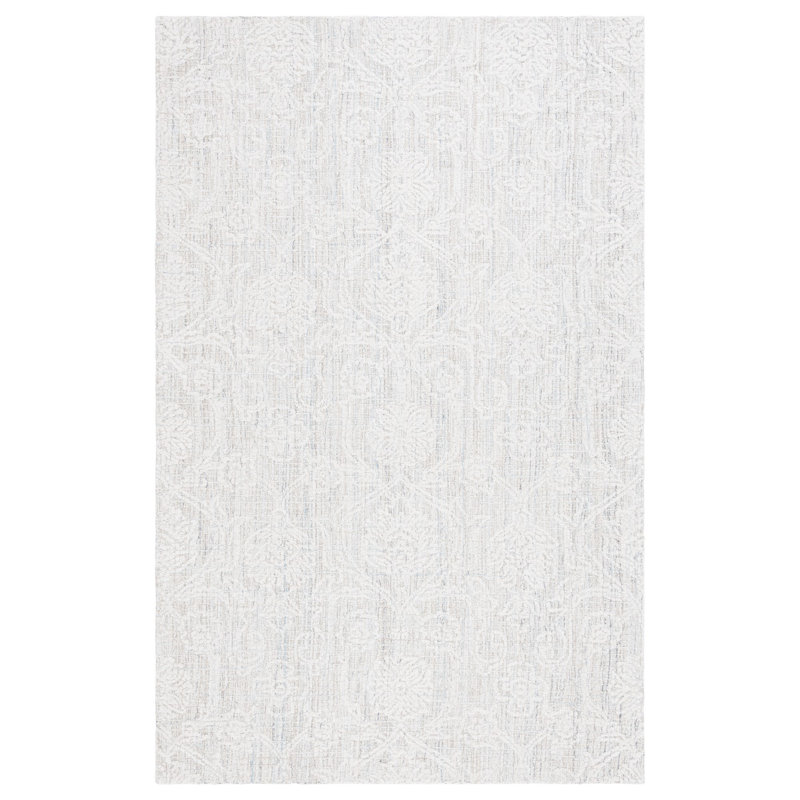 Carson-Alexander Hand Tufted Wool Cotton Pet Damask Rug in Teal/Ivory, Rectangle 8' x 10'