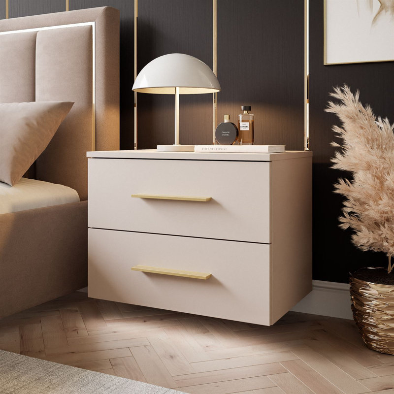 55cm W Bedside Table, Cashmire/Natural