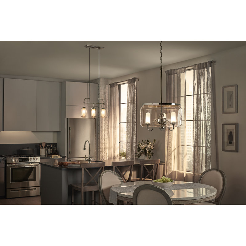 Artifacts 3 - Light Lantern Drum Chandelier, Polished Chrome