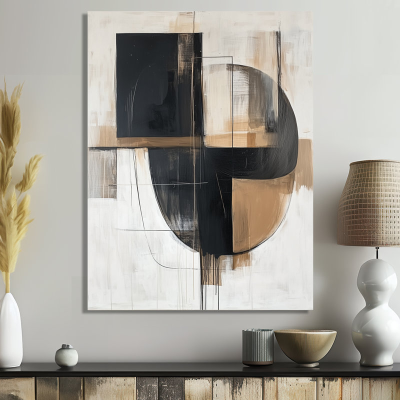 Compositions minimalistes et géométriques dans des tons naturels - décoration murale abstraite Mid-Century en métal