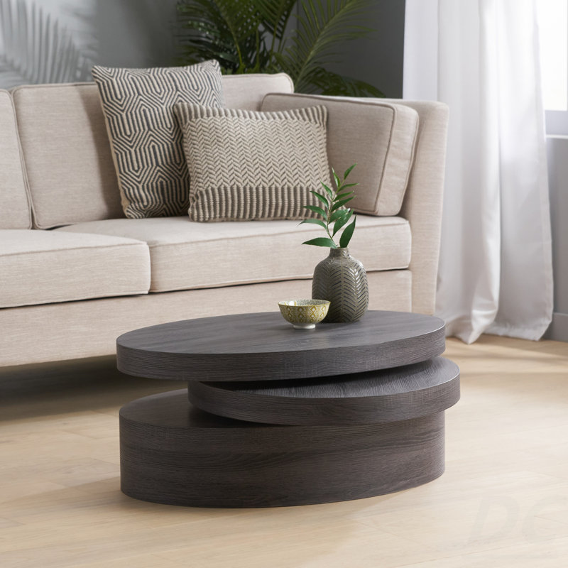 TABLE BASSE MODERNE ROTATIF - Noir mat, Table