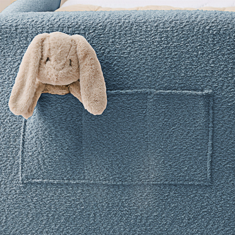Upholstered Platm Bed With Pocket, Baby Blue
