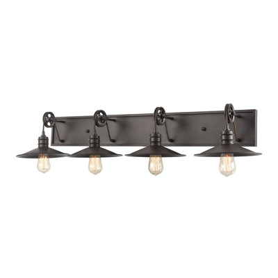 Éclairage pour salle de bain à 4 lumières de 42 po de largeur Lakhvir - Bronze huilé