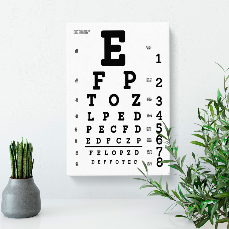 Eye Test Chart - Wrapped Canvas, 60cm H x 40cm W x 3cm D