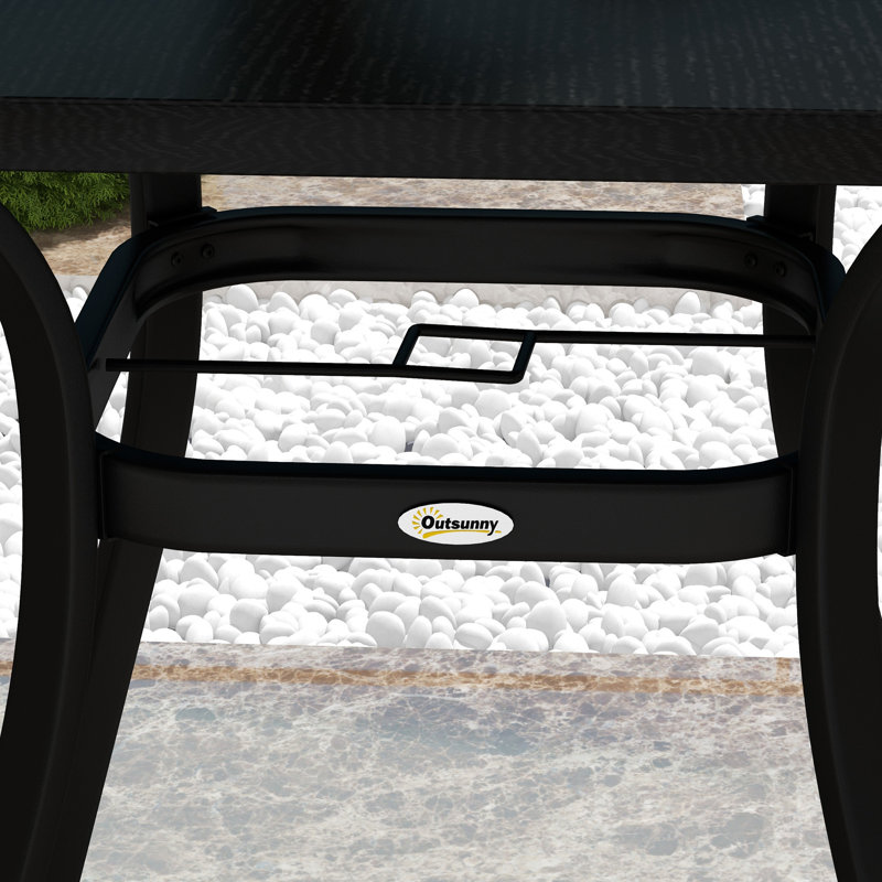 Kameelah Square Metal Outdoor Dining Table With Umbrella Hole , 31.5'' in. W 31.5'' in. D