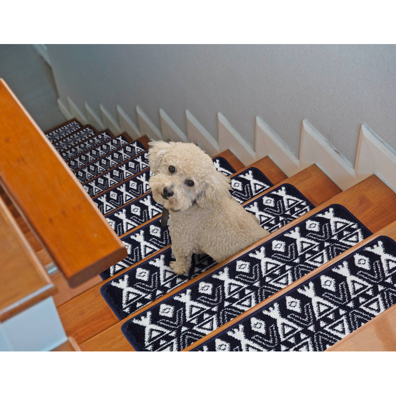 Tapis d’escalier bleu marine doux et vibrant Antony