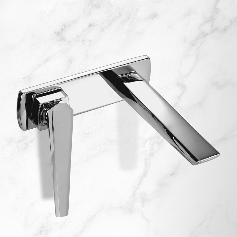 Wall Mounted Bathroom Faucet with Drain Assembly, Gray