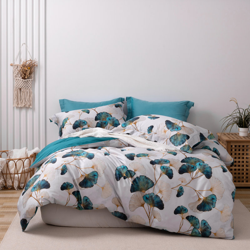Lunaria 100% Long-Staple Cotton Duvet Cover Set Kaycee Pattern Printed Comforter Cover 3Pcs, Ultra Soft & Breathable Bedding Set