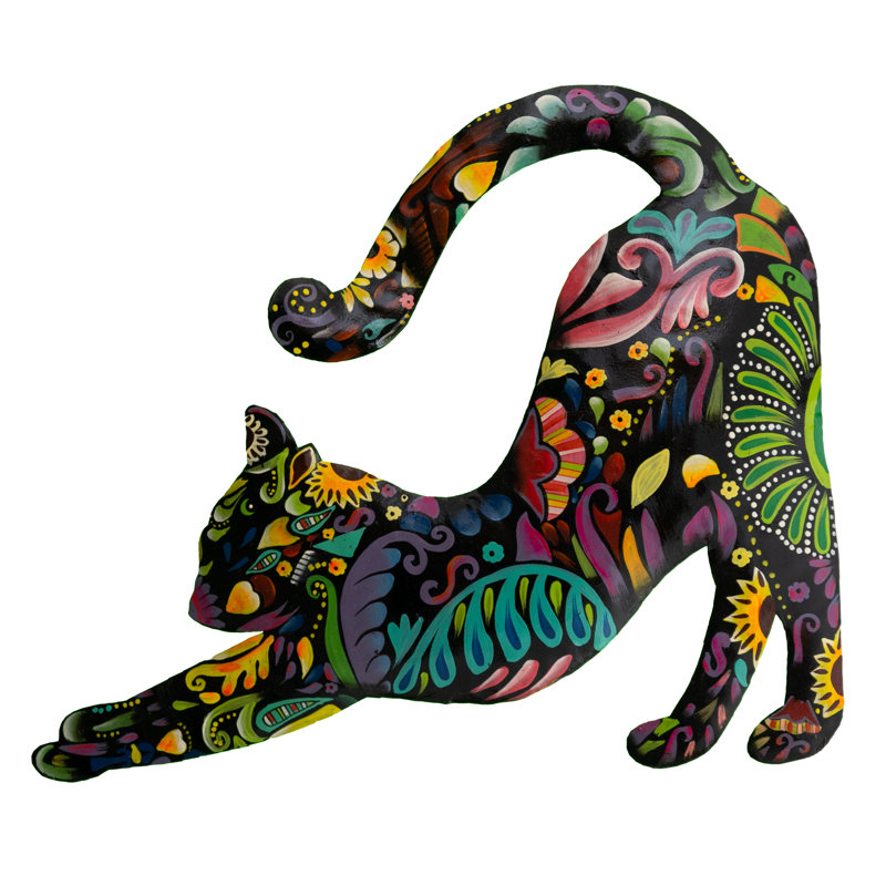 Grand chat peint floral