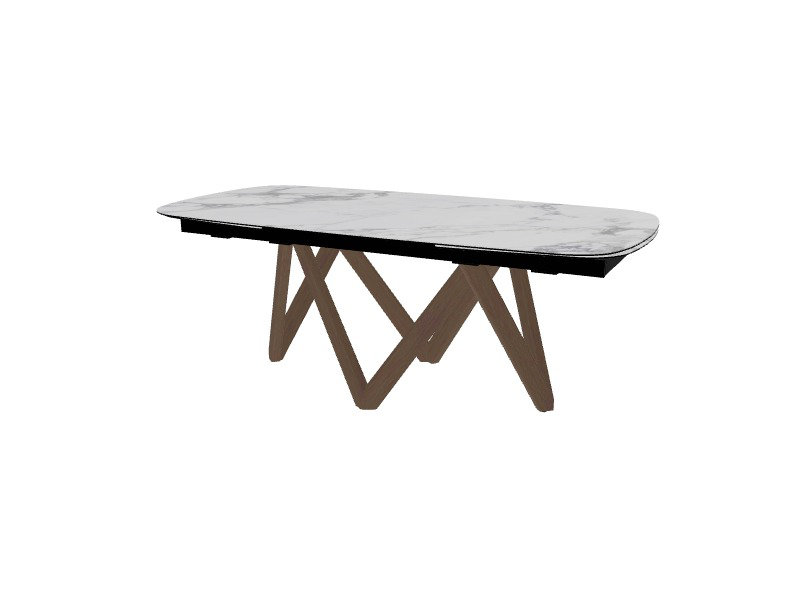 Tables extensibles Cartesio, Walnut, White Marble, 29.63"H x 78.75"L x 39.38"W