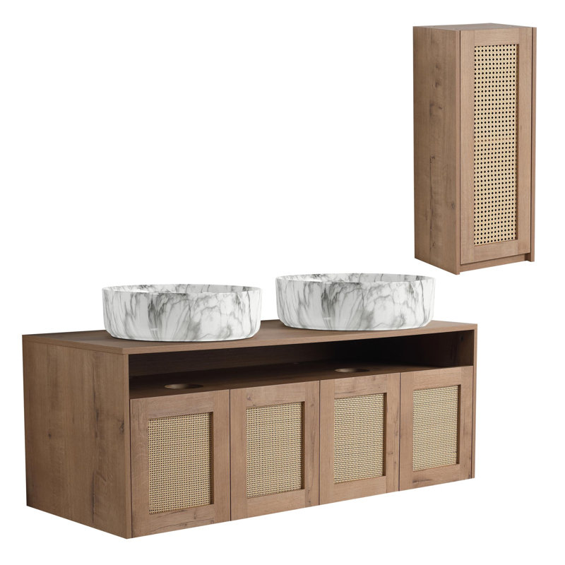 Meuble-lavabo de salle de bain avec lavabo en céramique, 47"