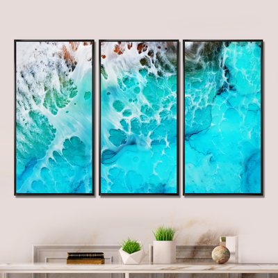 «Waves Epoxy ResIn Art III», ensemble de 3 reproductions encadrées sur toile