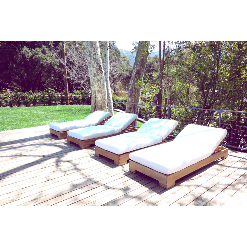 Jess Teak Single Chaise Lounger White Cushions