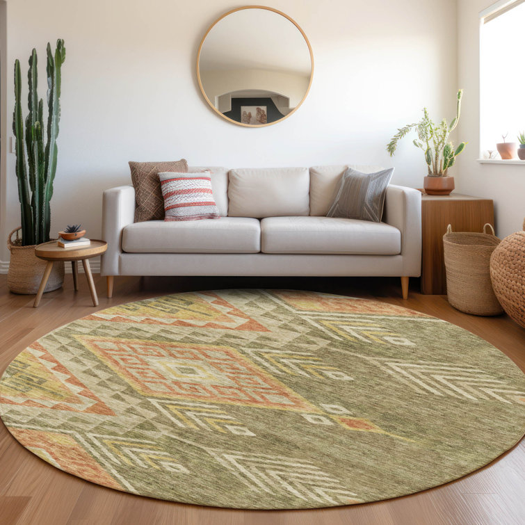 Machine Washable Indoor/Outdoor Chayden ACN1091 Green Rug