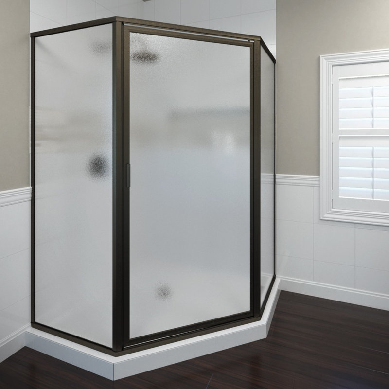 Deluxe 57.625'' W 65.12'' H Framed Neo-angle Reversible Shower Enclosure, Oil Rubbed Bronze