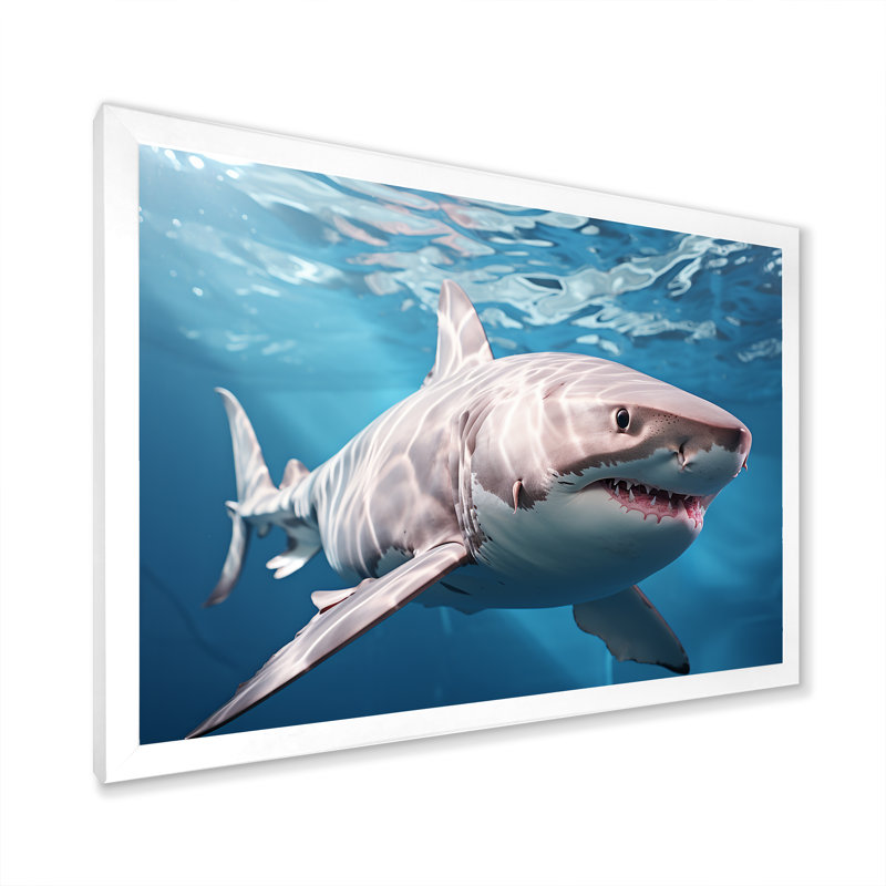 " Oceans Blue Ghost Shark Photography IV ", White Single Picture Framed, 12" H x 20" W x 1" D