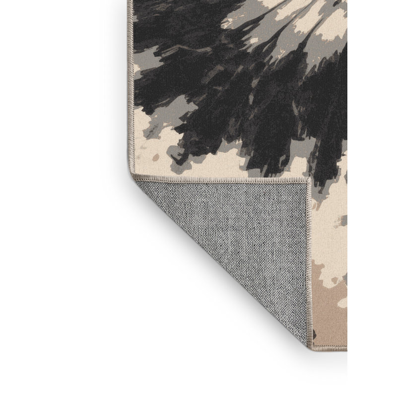 Tapis éclectique noir et beige lavable à la machine Benson, 4 x 2